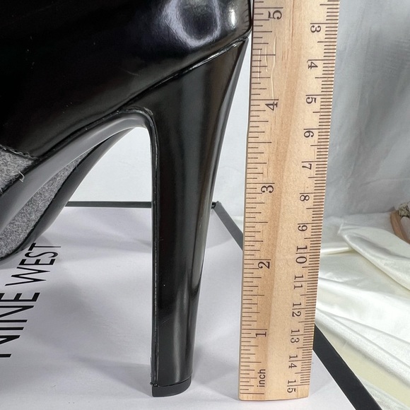 NEW w/Flaws Nine West Leather Black Gray Brianny Bootie Boot Heel Shoe 11 - Picture 7 of 11